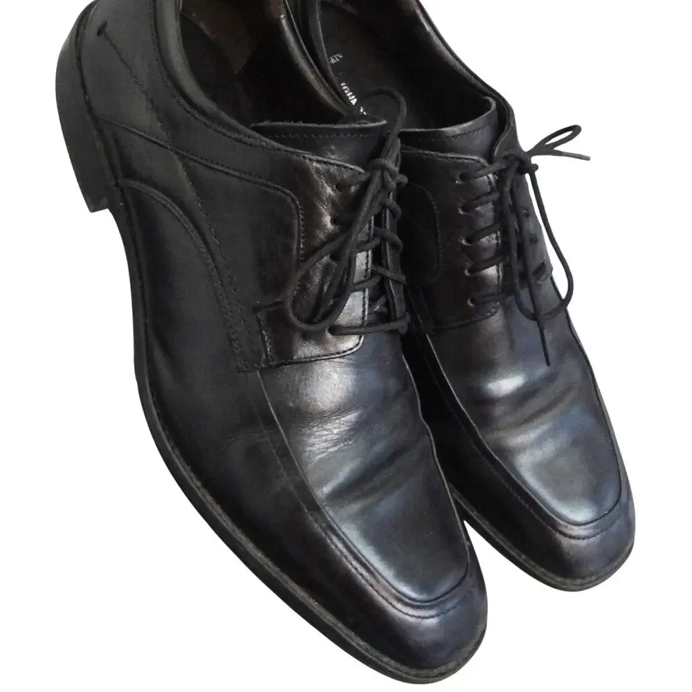 Johnston Murphy Black Leather Apron Square Toe Oxford Dress Shoes Men 11 Lace Up